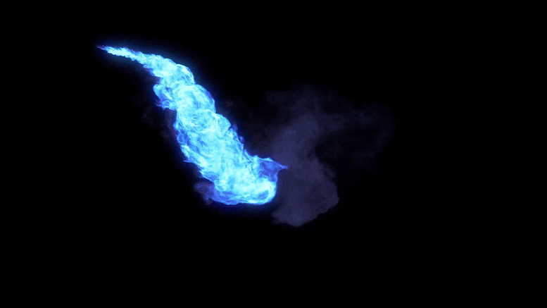 Erstaunliche Blue Whirl Flame Struktur, die mit Supercomputern aufgedeckt wurde